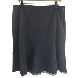 George Women 16 Black Skirt Stretch Bottom Lace Trim Back Zip Closure
